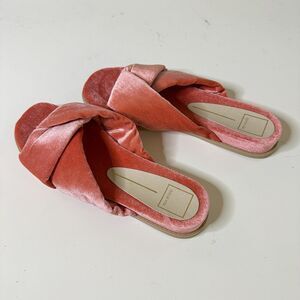 DOLCE VITA Golda Slipper Slides Women 10 Knotted Velvet Coral Cushioned Luxe NEW